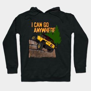 Yellow Jeep Flex I Can Go Anywhere Hoodie